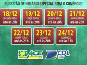 sugestão de horários especial para comércio de Unaí