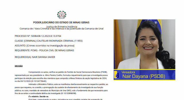 DECISÃO JUDICIAL PRORROGA AFASTAMENTO DE NAIR DAYANA POR MAIS 30 DIAS