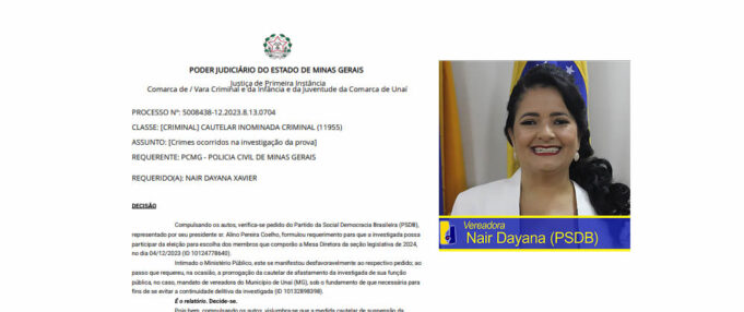 DECISÃO JUDICIAL PRORROGA AFASTAMENTO DE NAIR DAYANA POR MAIS 30 DIAS