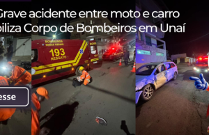 🚨 Grave acidente entre moto e carro mobiliza Corpo de Bombeiros em Unaí