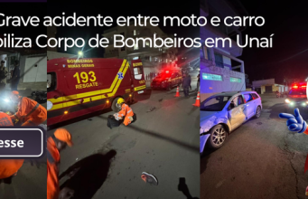 🚨 Grave acidente entre moto e carro mobiliza Corpo de Bombeiros em Unaí